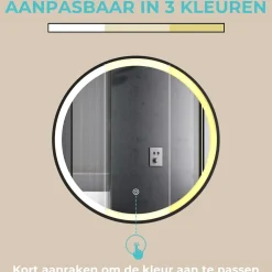 LOMAZOO Badkamerspiegel Milano Led Verlichting 80 Cm Rond Zwart