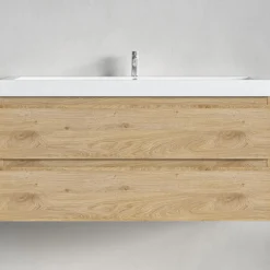 Lomazoo Badmeubelset Avalon 100 Cm - Licht Eiken - Wastafel Wit