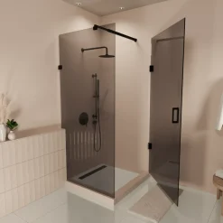 LOMAZOO Douchecabine Cali - 90 X 90 Cm - Zwart - 8 Mm Rookglas - Nano Coating