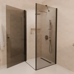 Lomazoo Douchecabine Medellin - 90 X 90 Cm - Zwart - 6 Mm Rookglas - Nano Coating