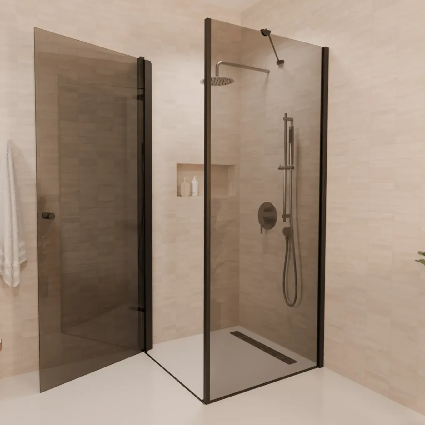 Lomazoo Douchecabine Medellin - 90 X 90 Cm - Zwart - 6 Mm Rookglas - Nano Coating