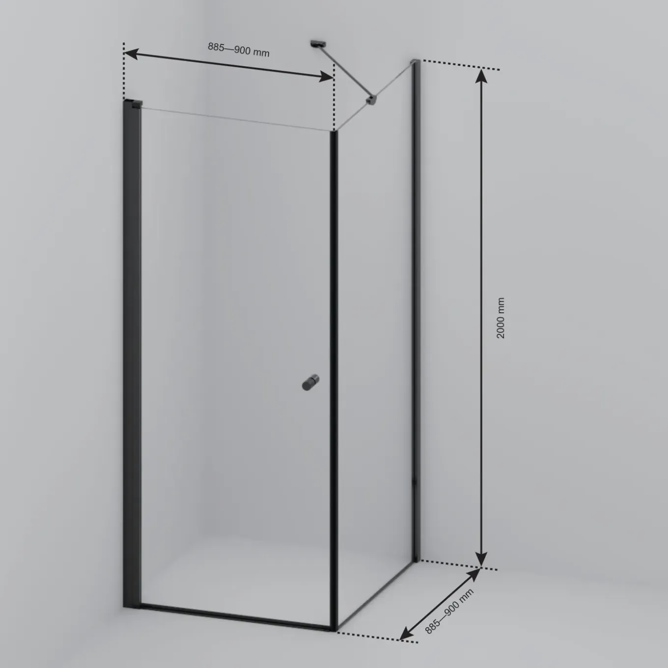 Lomazoo Douchecabine Medellin - 90 X 90 Cm - Zwart - 6 Mm Rookglas - Nano Coating