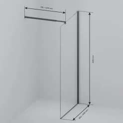 LOMAZOO Douchewand Lima - 100x200 Cm - Inloopdouche Zwart - 8 Mm Rookglas - Nano Coating Anti Kalk