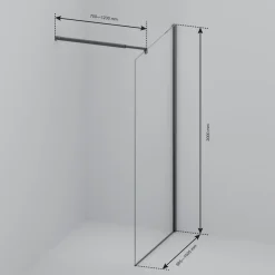 LOMAZOO Douchewand Lima - 100x200 Cm - Inloopdouche Zwart - 8 Mm Rookglas - Nano Coating Anti Kalk