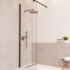 LOMAZOO Douchewand Lima - 60x200 Cm - Inloopdouche Zwart - 8 Mm Helder Glas - Nano Coating Anti Kalk