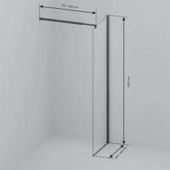 LOMAZOO Douchewand Lima - 60x200 Cm - Inloopdouche Zwart - 8 Mm Helder Glas - Nano Coating Anti Kalk