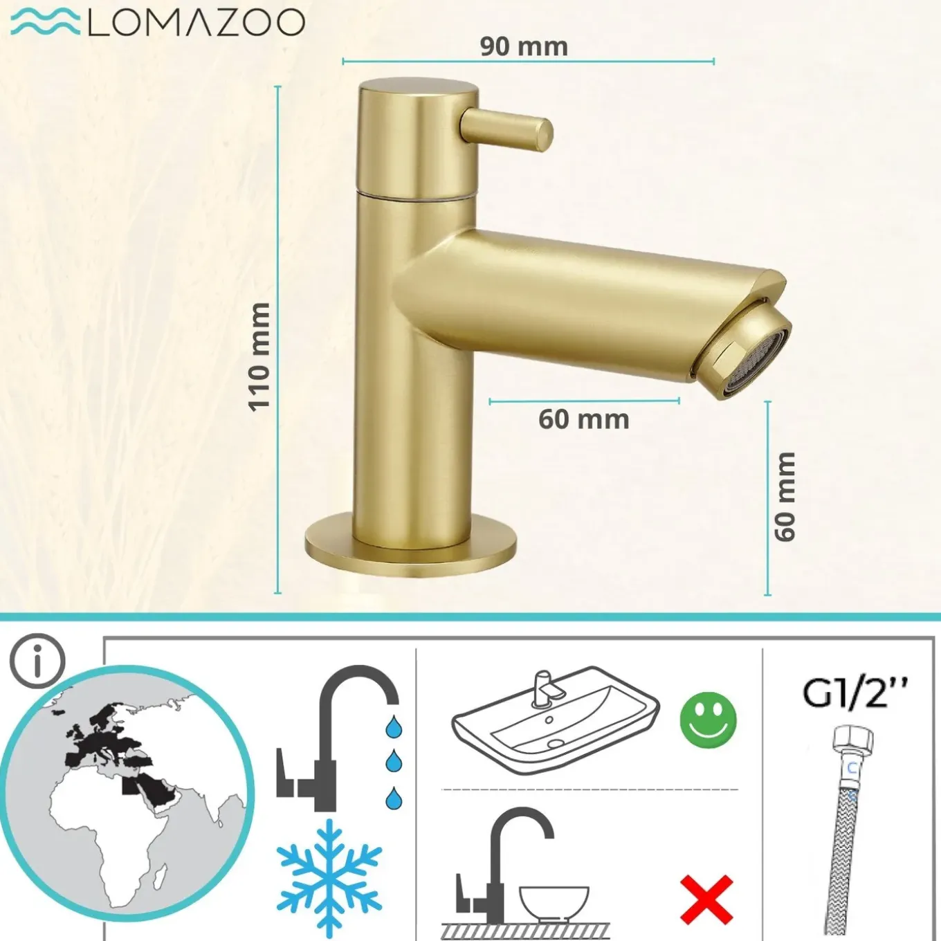 Lomazoo Fonteinkraan Goud Pyrmont
