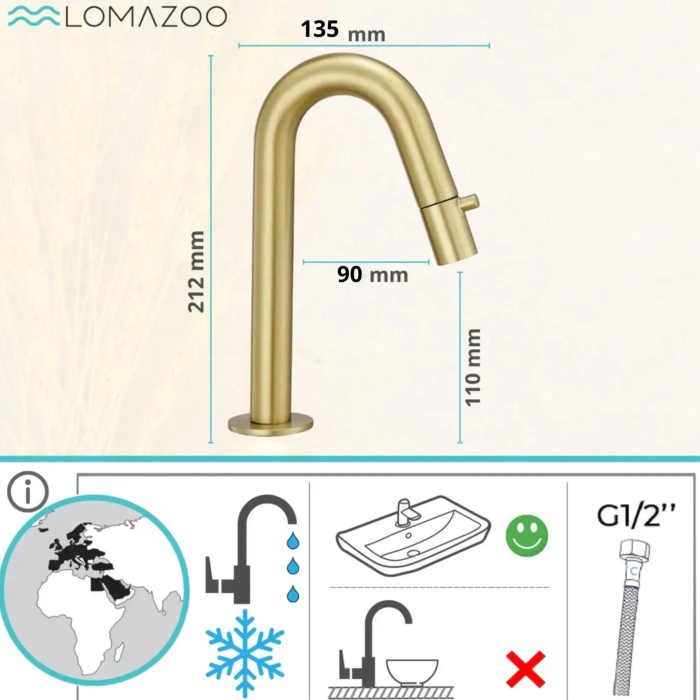 LOMAZOO Fonteinkraan Goud Roma