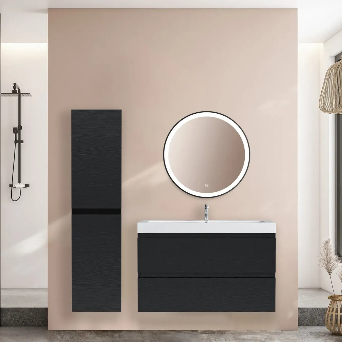 Lomazoo Kolomkast Marbella Zwart Eiken 140cm