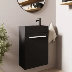 LOMAZOO Toiletmeubel Bombay Mat Zwart - Wastafel Zwart - 40cm