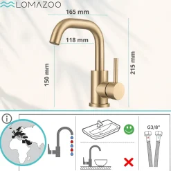 LOMAZOO Wastafelkraan Goud Pollux