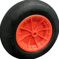 Luchtband Kruiwagenwiel - Rubber - Kunststof Velg Rood - 400x100mm - As 20mm