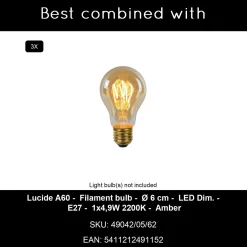 Lucide hanglamp Ilona amber 3xE27