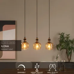 Lucide hanglamp Ilona amber 3xE27
