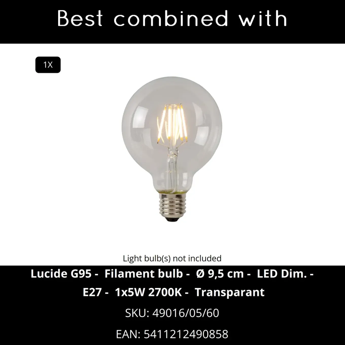 Lucide Hanglamp Mesh - Zwart - 28cm - E27