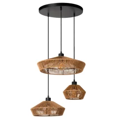 Lucide Hanglamp Yunkai - Naturel Zwart - diam. 60cm - 3xE27