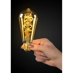 Lucide Ledfilamentlamp Edison ST64 - Amber - D6,4cm - Dimbaar - Warm Wit - E27 - 4,9W