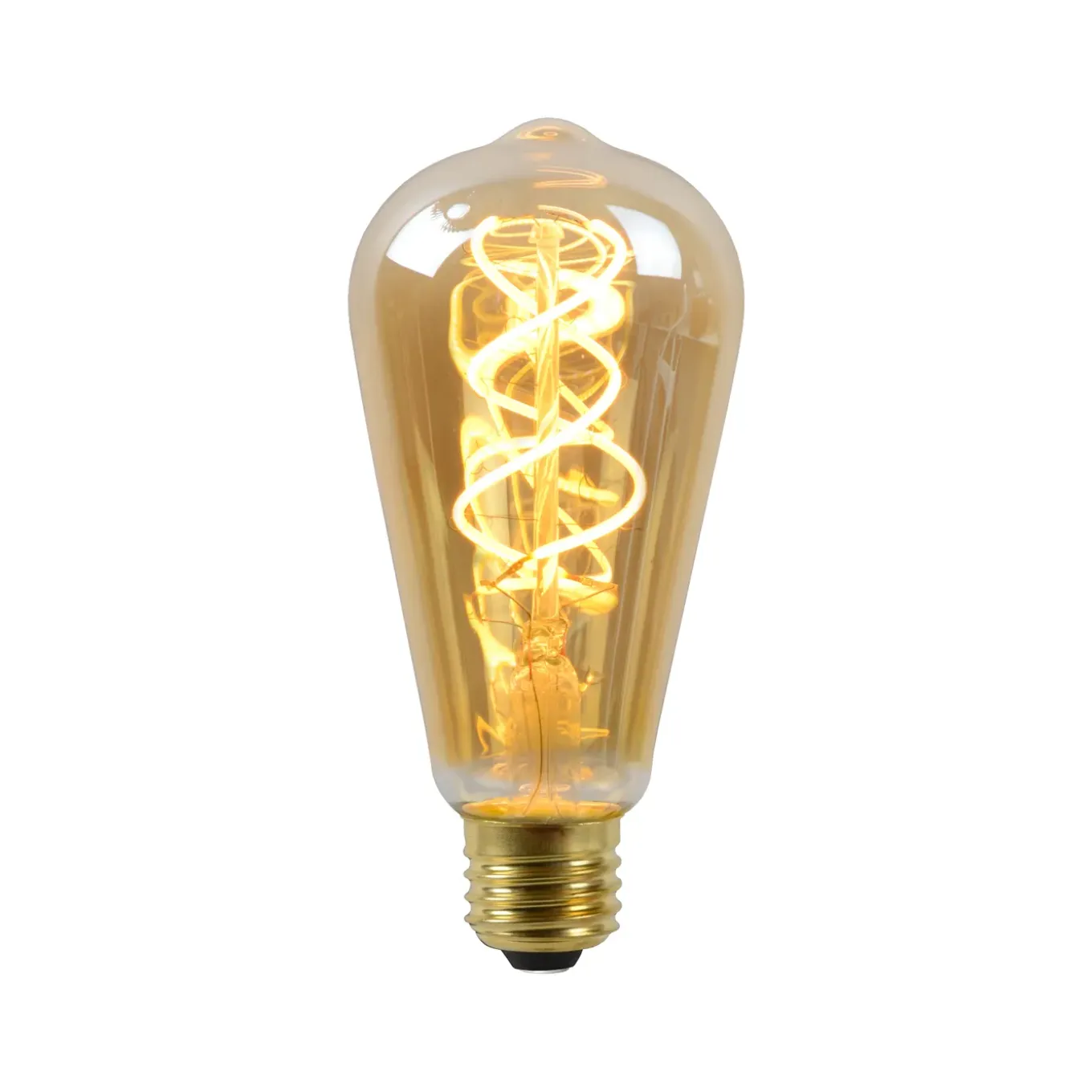 Lucide Ledfilamentlamp Edison ST64 - Amber - D6,4cm - Dimbaar - Warm Wit - E27 - 4,9W