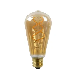 Lucide Ledfilamentlamp Edison ST64 - Amber - D6,4cm - Dimbaar - Warm Wit - E27 - 4,9W