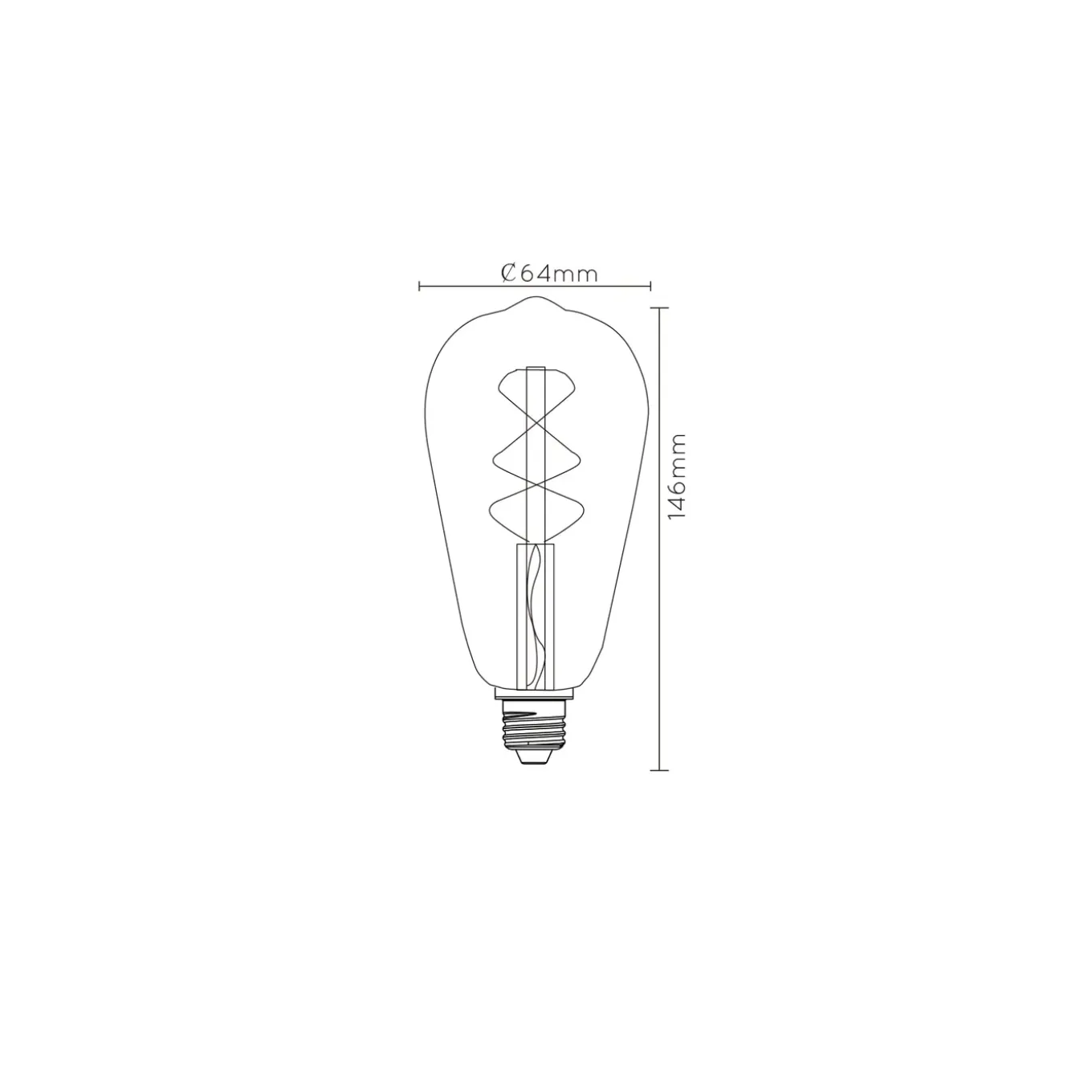 Lucide Ledfilamentlamp Edison ST64 - Amber - D6,4cm - Dimbaar - Warm Wit - E27 - 4,9W
