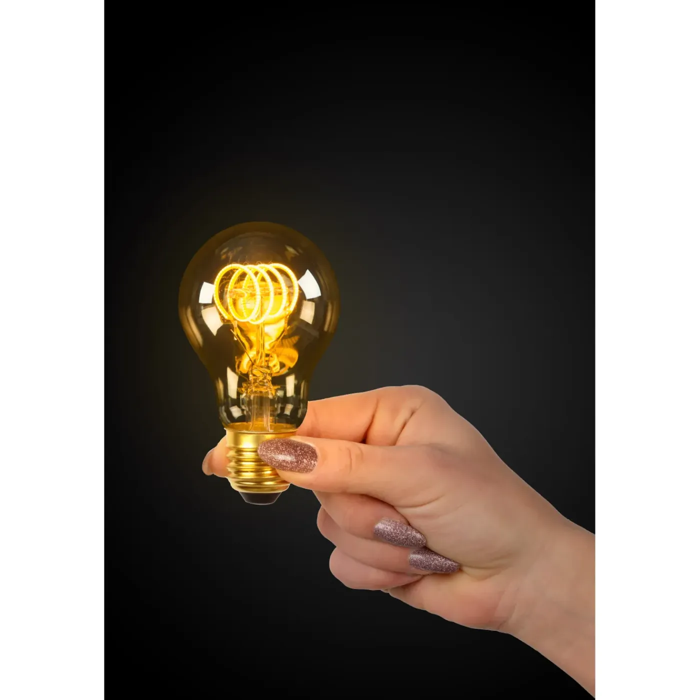 Lucide Ledfilamentlamp Peertje A60 - Amber - D6cm - Dimbaar - Warm Wit - E27 - 4,9W