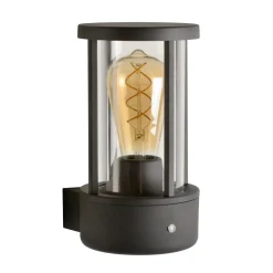 Lucide Lori - Wandlamp Binnen/buiten - Diam. 12 Cm - 1xe27 - Ip44 - Dag/nacht Sensor - Antraciet