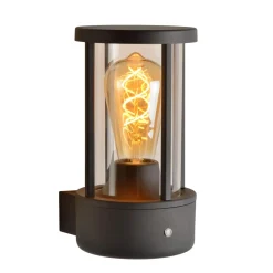 Lucide Lori - Wandlamp Binnen/buiten - Diam. 12 Cm - 1xe27 - Ip44 - Dag/nacht Sensor - Antraciet