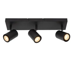 Lucide Opbouwspot Amigo - Zwart - 10cm - 3xGU10