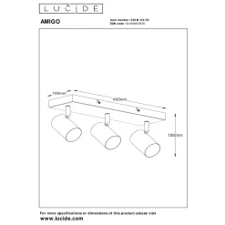 Lucide Opbouwspot Amigo - Zwart - 10cm - 3xGU10