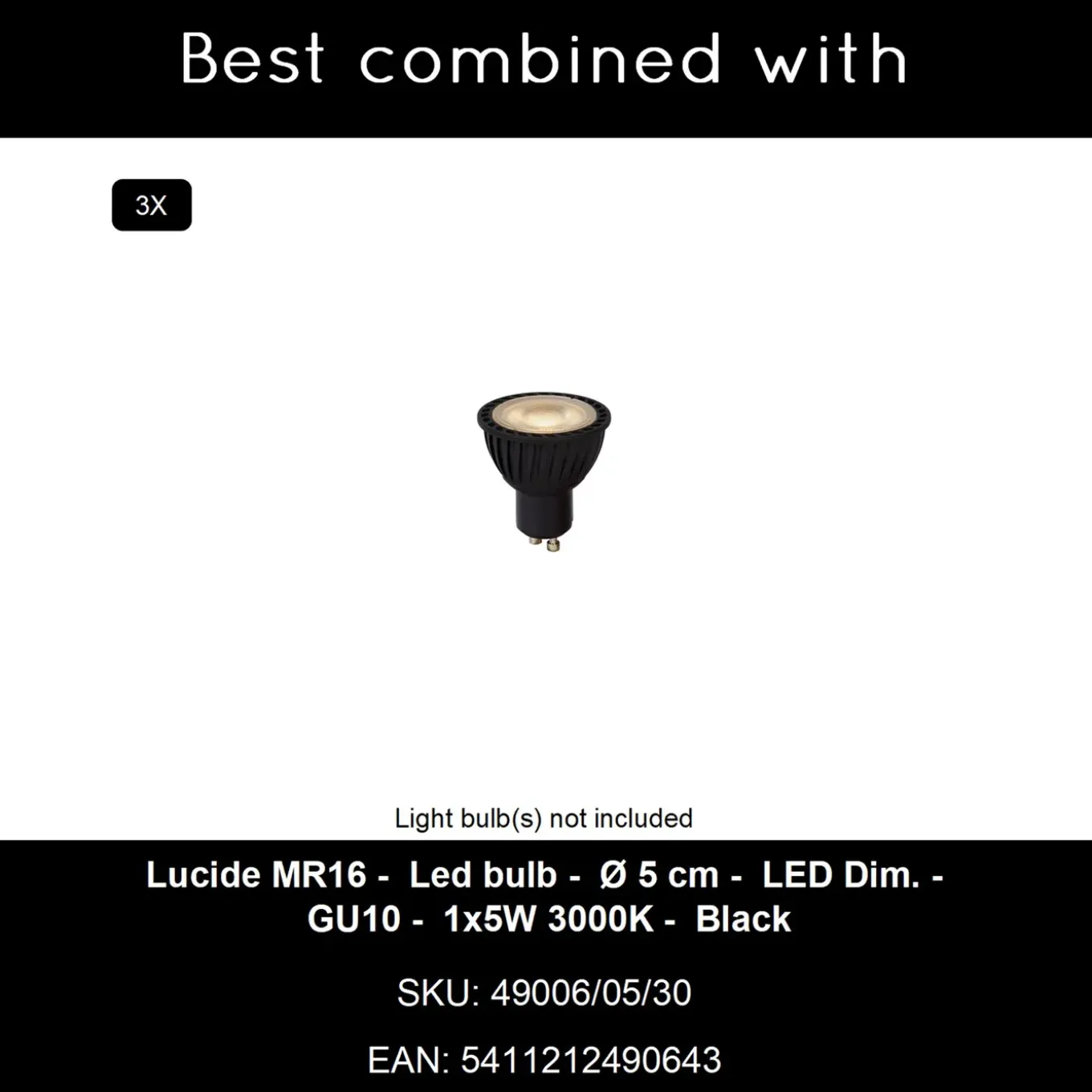 Lucide Opbouwspot Amigo - Zwart - 10cm - 3xGU10