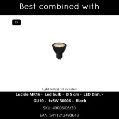 Lucide Opbouwspot Bodi - Zwart - 8cm - GU10