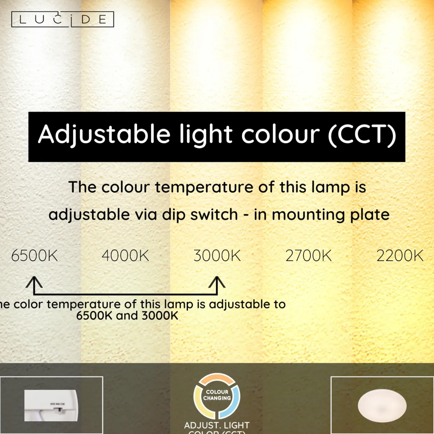 Lucide Plafondlamp Badkamer Olson - D29cm - CCT - 24W - IP44