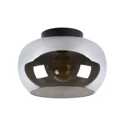 Lucide plafondlamp Judi zwart gerookt glas ⌀30,5cm E27