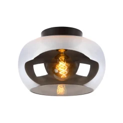 Lucide plafondlamp Judi zwart gerookt glas ⌀30,5cm E27