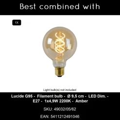 Lucide plafondlamp Rosas zwart messing ⌀26cm E27