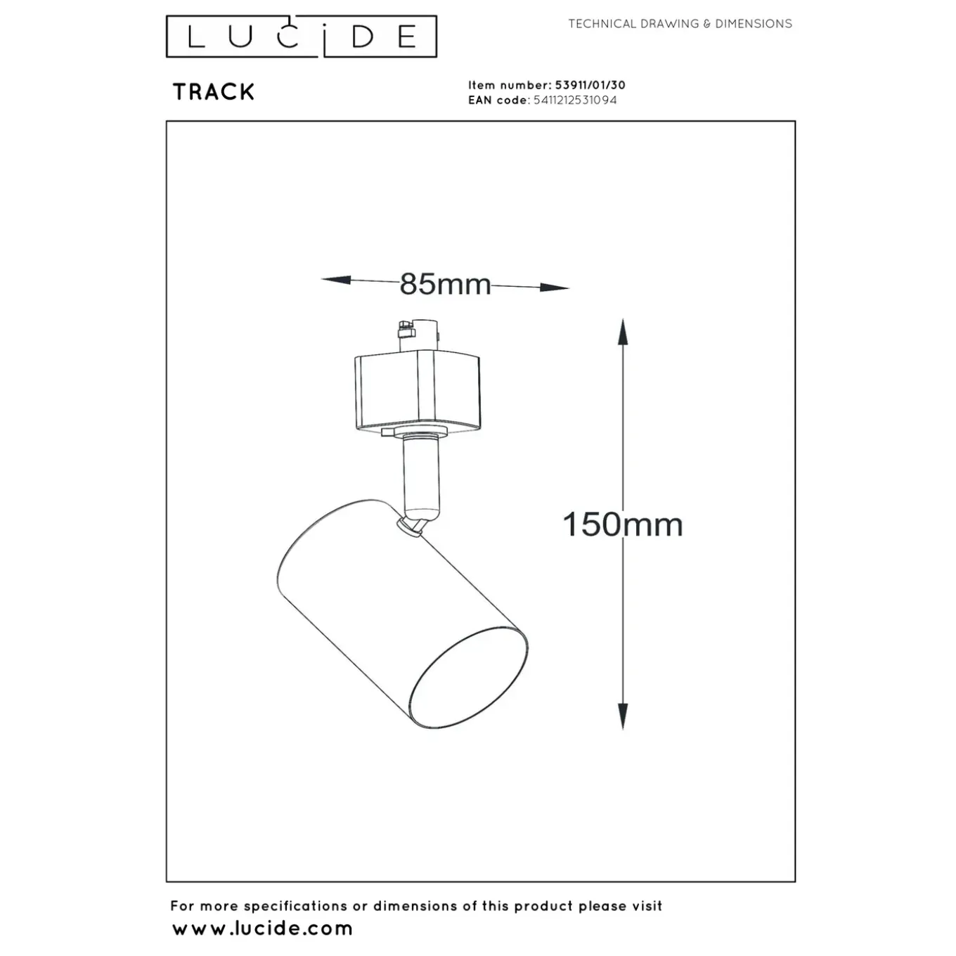 Lucide Railspot Track Amigo - Zwart - GU10