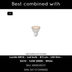 Lucide tafellamp Clubs wit ⌀15cm GU10