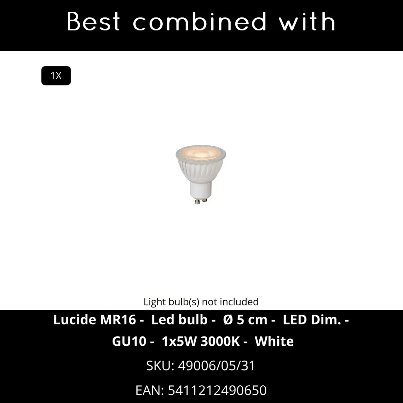 Lucide tafellamp Clubs wit ⌀15cm GU10