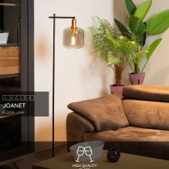 Lucide vloerlamp Joanet gerookt glas E27