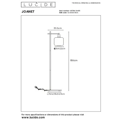 Lucide vloerlamp Joanet gerookt glas E27