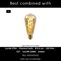 Lucide vloerlamp Joanet gerookt glas E27