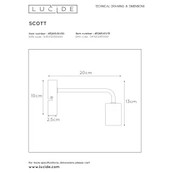 Lucide wandlamp Scott zwart E27
