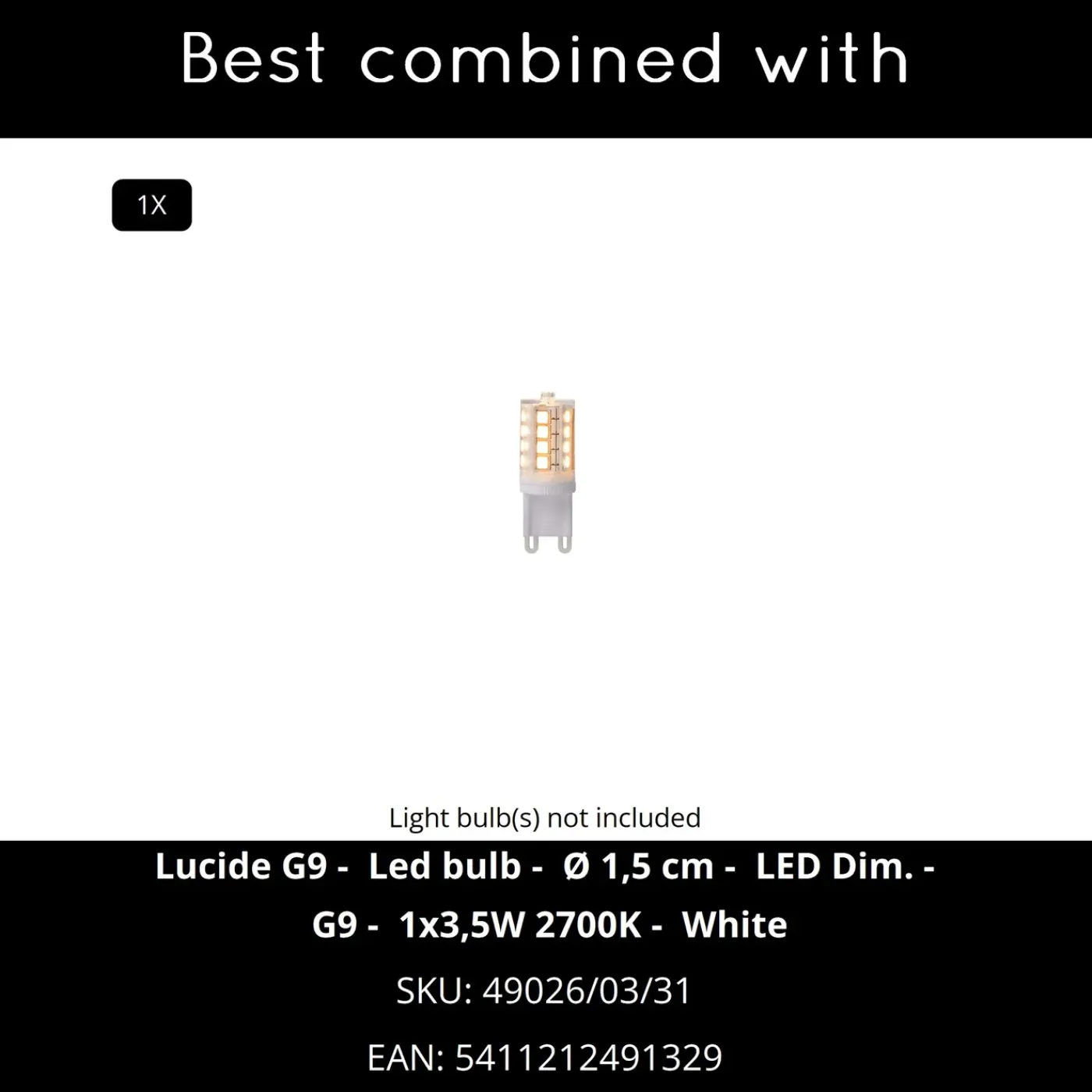 Lucide wandlamp Xera ovaal wit G9