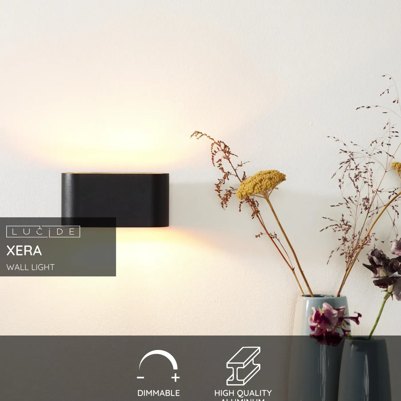 Lucide wandlamp Xera ovaal zwart G9