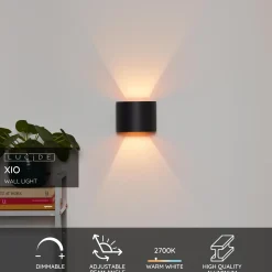 Lucide wandlamp Xio rond zwart koper G9 3,5W
