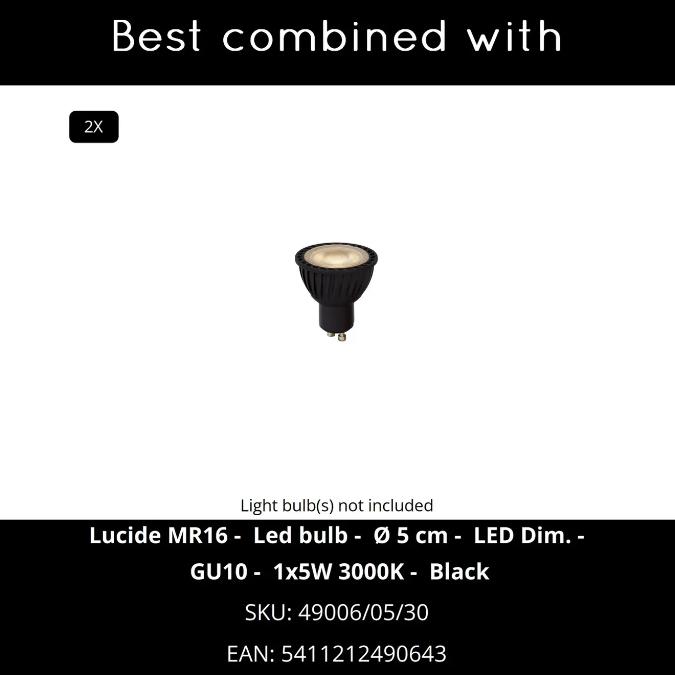 Lucide wandspot Bondi zwart 2xGU10