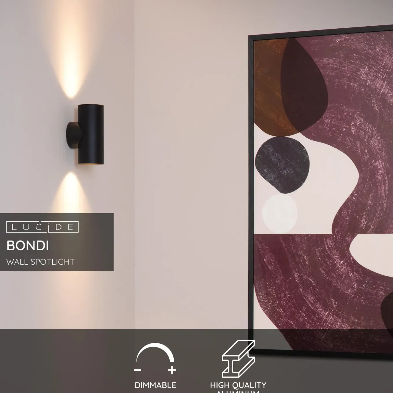 Lucide wandspot Bondi zwart 2xGU10