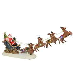 Lumineo Kerstdorp Beeld - Kerstman In Slee - 33,5 Cm - Met Licht
