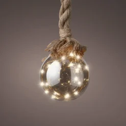 Lumineo Kerstverlichting - 3x - Kerstbal Aan Touw - Glas - 15 X 100 Cm