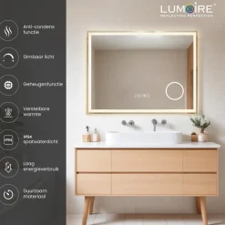 Lumoire Badkamerspiegel Met Verlichting - Tronvg - 100cm Rechthoekig - Anti Condens Verwarming